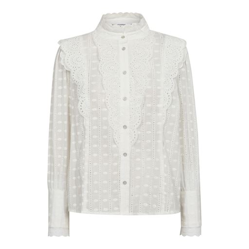 Co'Couture ChainCC Dot Anglaise Skjorte, White, XS