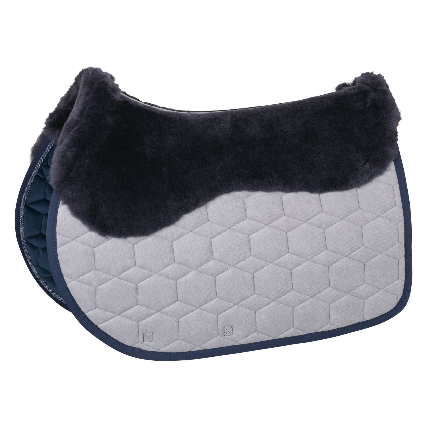 MATTES Samt-Schabracke mit Lammfell  - navy/navy