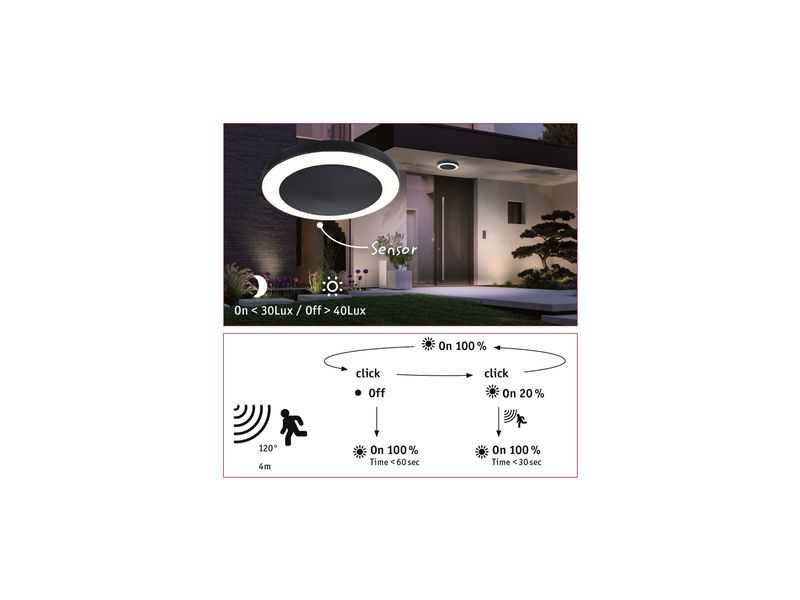 Paulmann Deckenleuchte Circula 230 V Anthrazit LED Leuchte