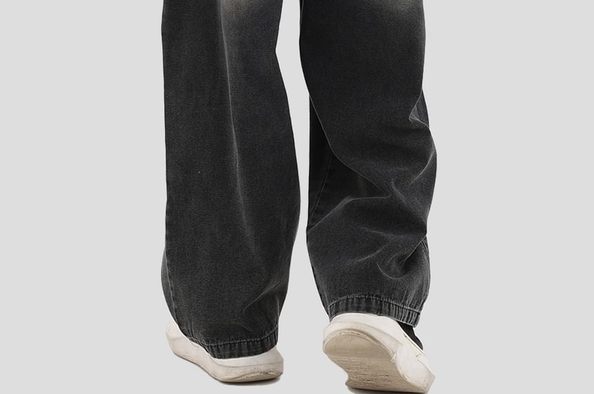 Banash - Mid Rise Washed Wide Leg Jeans
