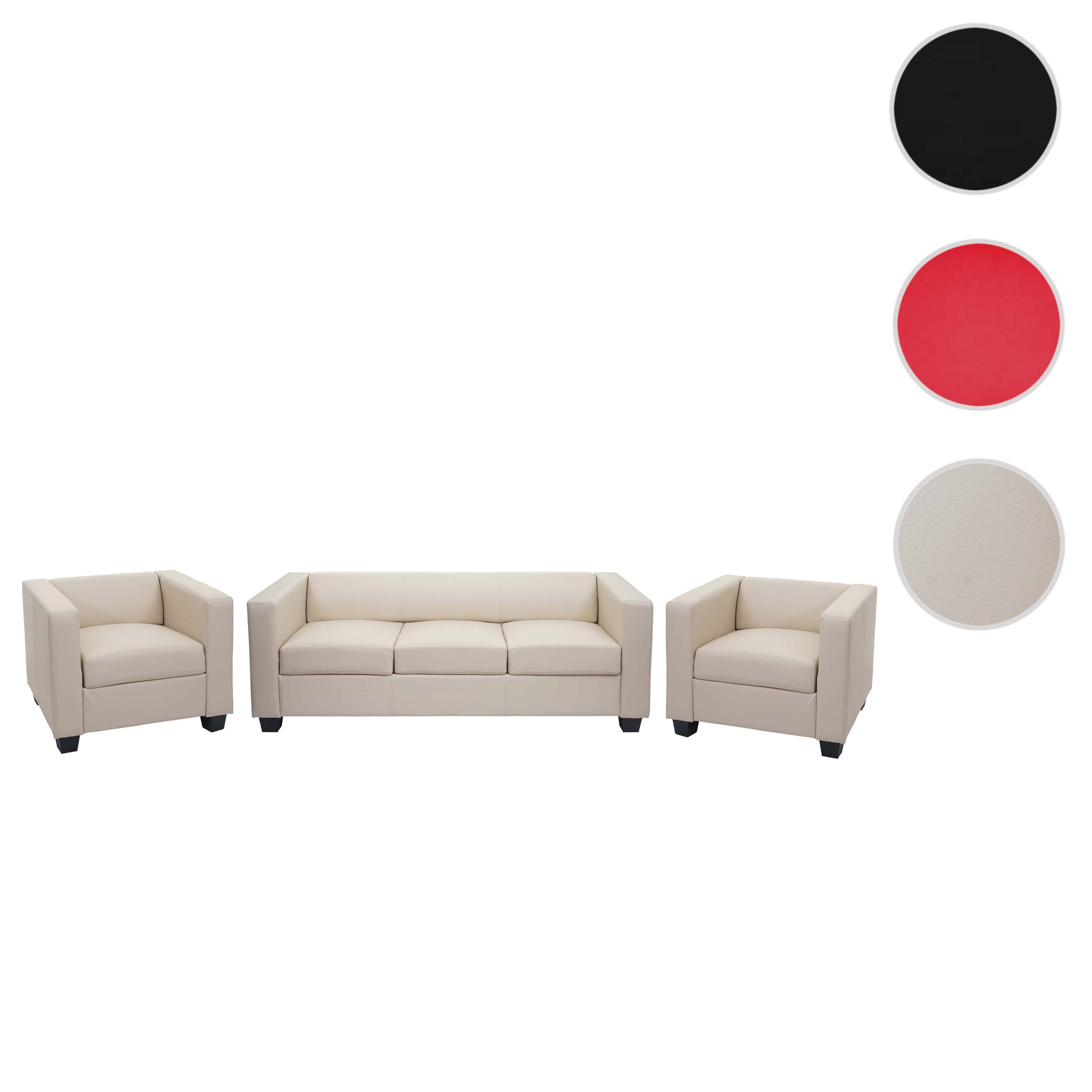 3-1-1 Couchgarnitur Lille ~ Leder, creme