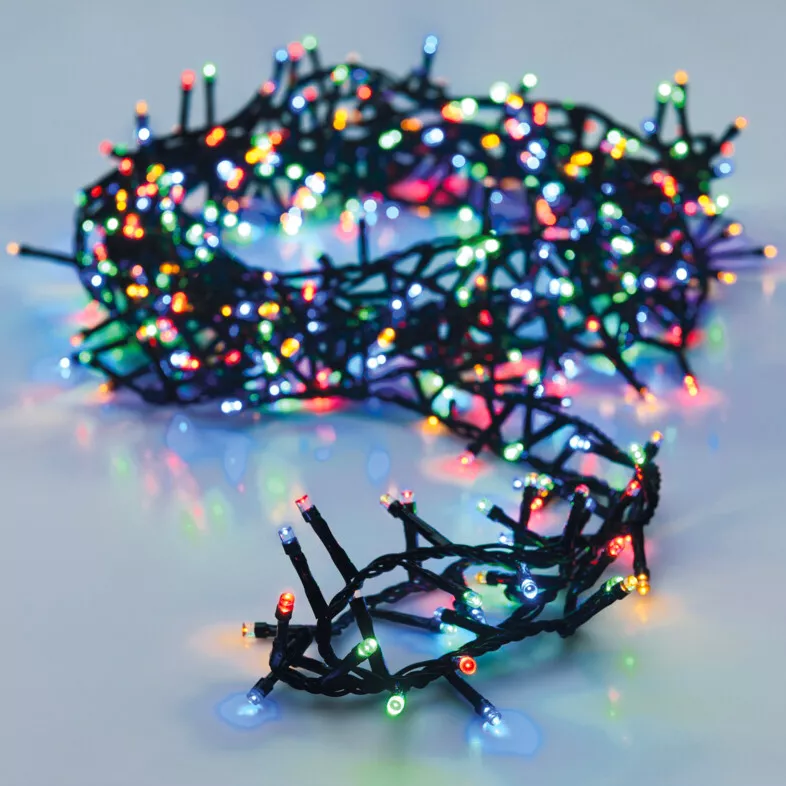 Guirlande lumineuse à piles 4 m 200 LED câble vert Boa Multicolore