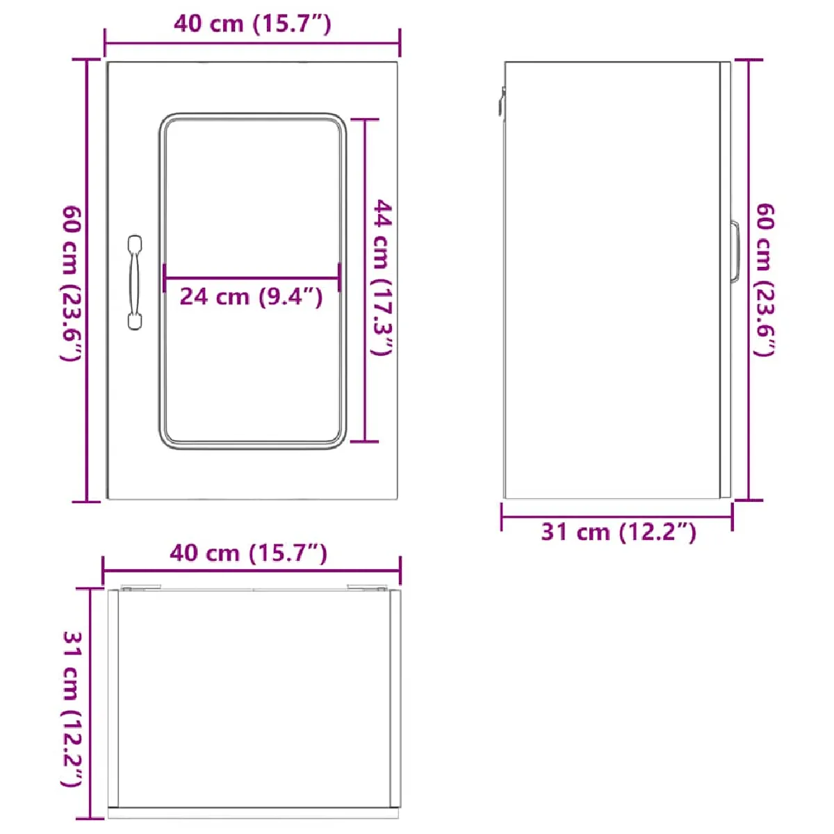 VidaXL Armoire Murale Cuisine Verre Kalmar