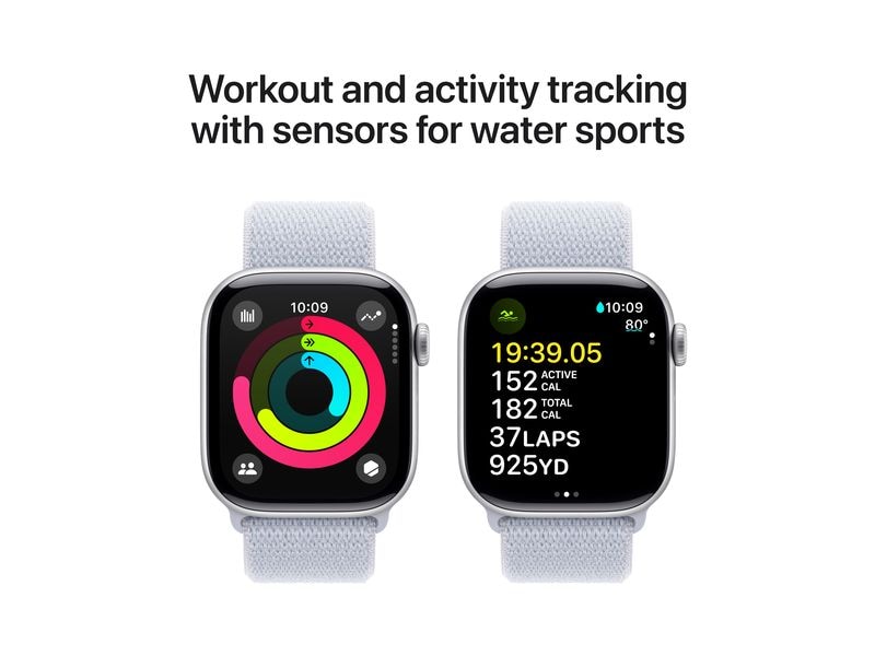 Apple Watch Series 10 42 mm Alu Silber Loop Blau Eine glatte Zehn