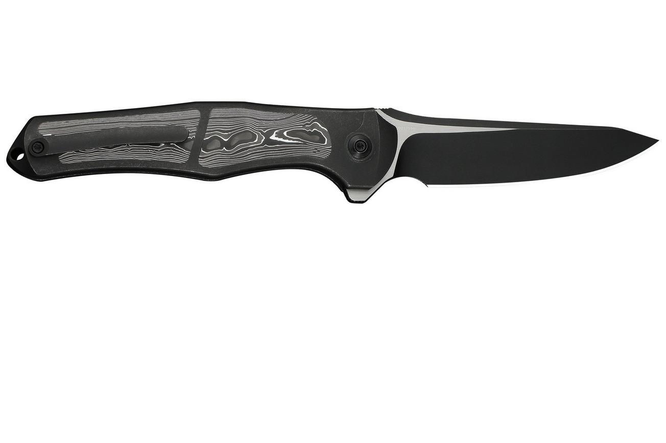 WE Knife 702XI, WE07B-2 Blackwashed Böhler M390, Black Titanium, Aluminum Foil Carbon Fiber Inlay, 11th Anniversary Limited Edition zakmes