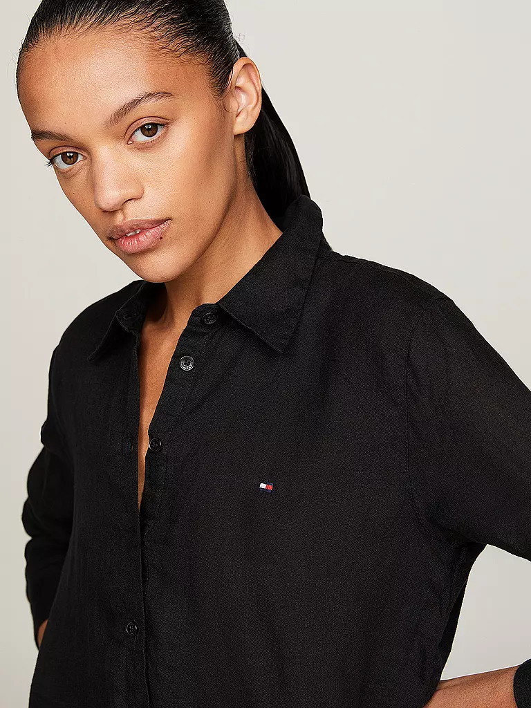 TOMMY HILFIGER Leinenbluse schwarz
