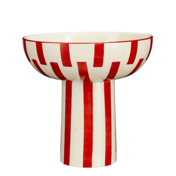 Fruit schaal op standaard rood - h28xd28,5cm
