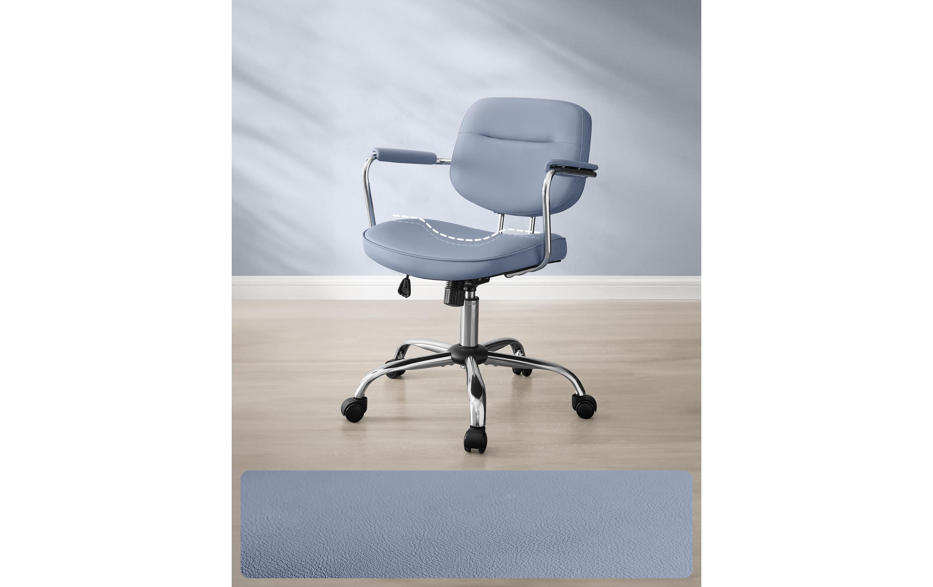 Bürostuhl mit Polsterrücken und Armlehnen, Blau<br>Drehstuhl mit gebogenem Sitz