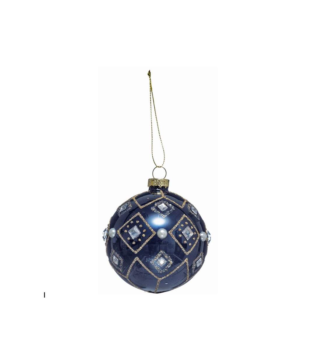 Boule de Noël en Verre Grand Hôtel 8cm Bleu