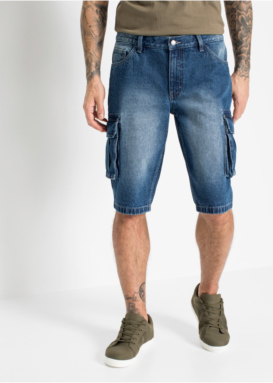 Bermuda en jean cargo, Loose Fit