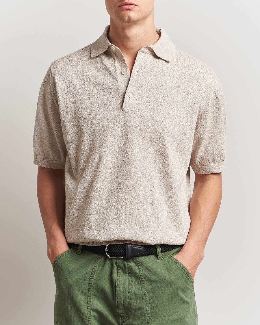 BEAMS PLUS Short Sleeve Boucle Polo Beige