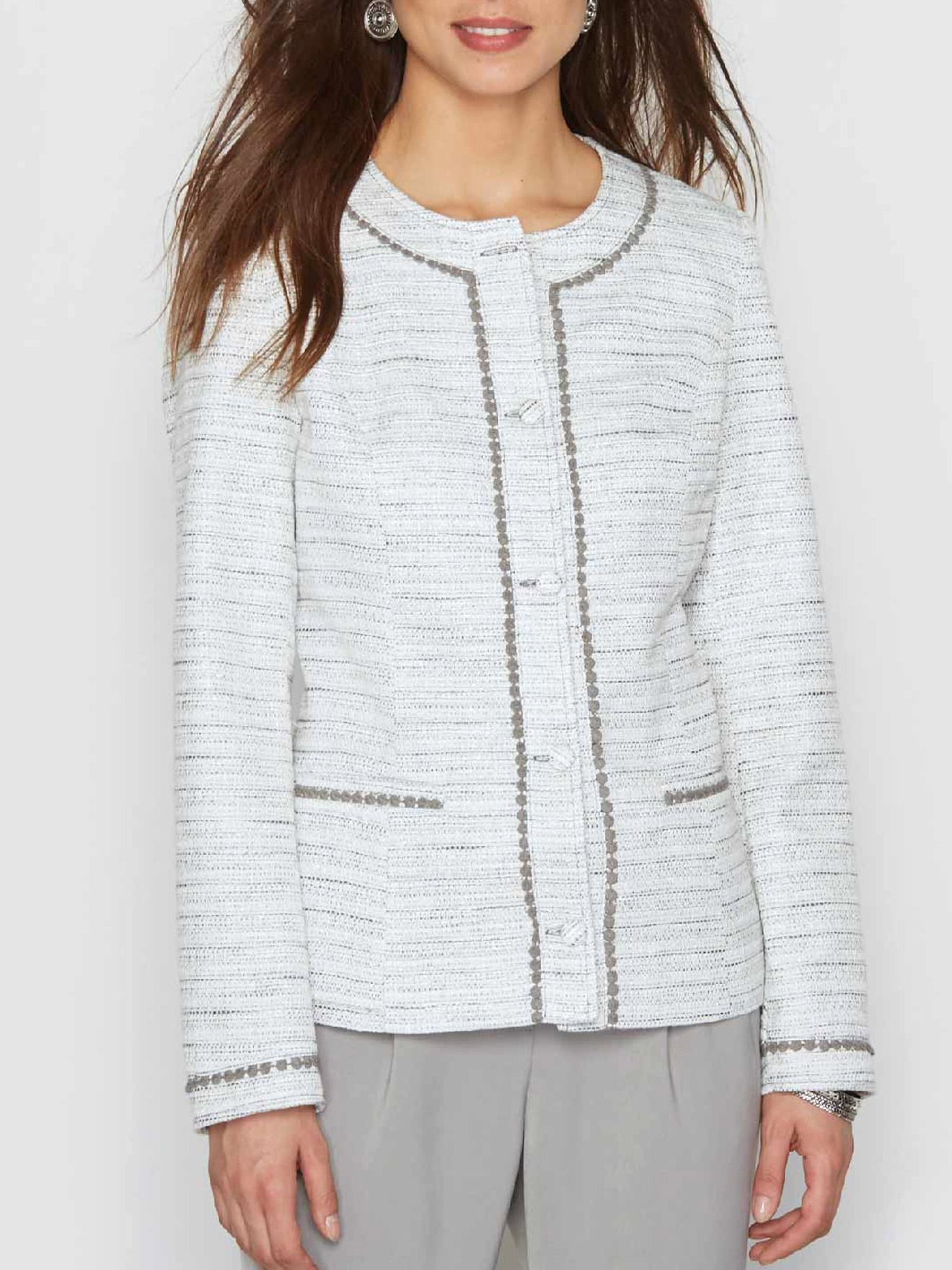Veste encolure ronde galon fantaisie