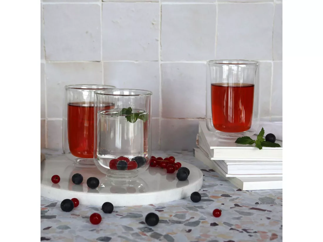 Ogo Living - Lot 4 Tasses Helya 35cl En Verre Borosilicate Double Paroi