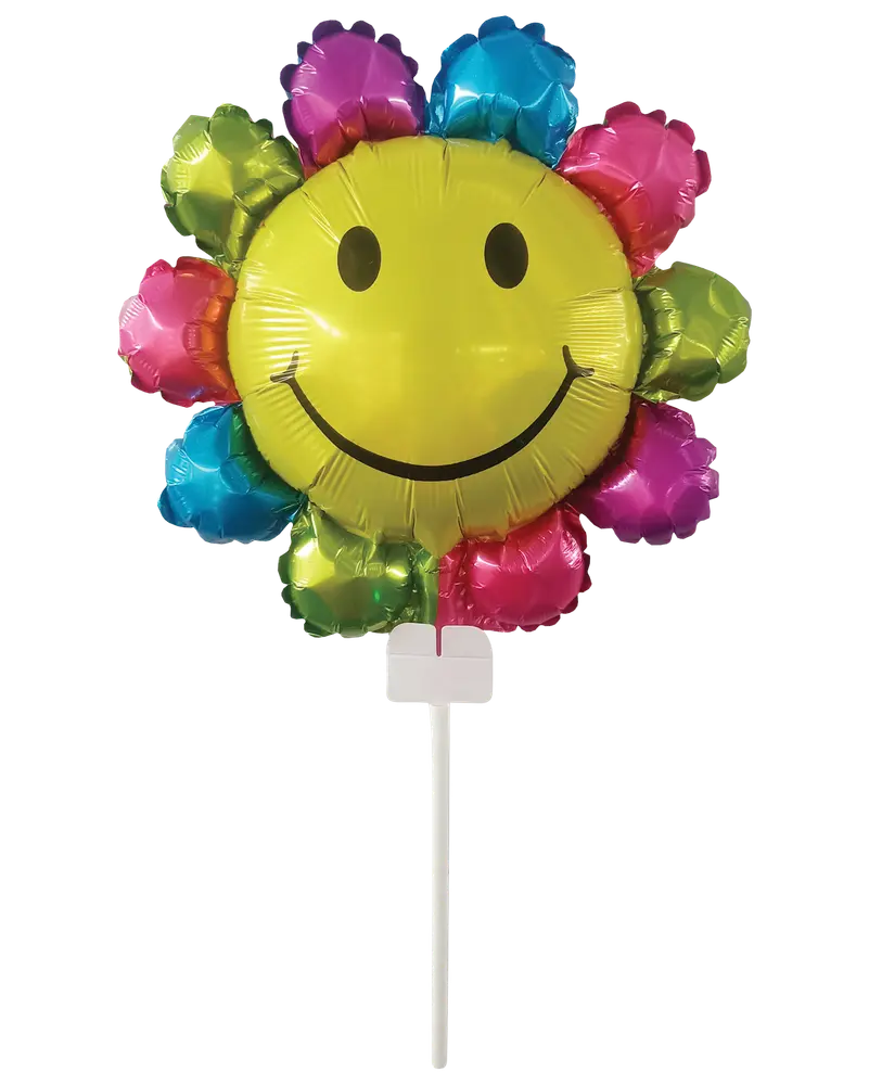 Folieballon mini med pind - Blomst