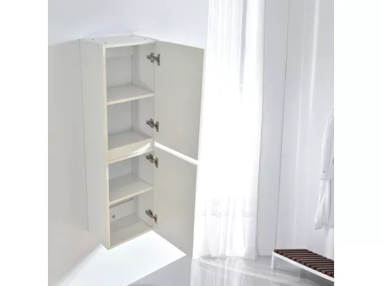 Grande armoire de rangement LINEA hauteur 120 cm mélaminé blanc