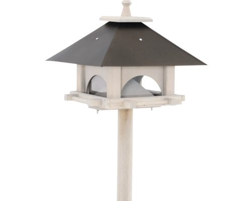 Siena Garden Dago voederhuisje inclusief standaard, 36x36x32/98 cm, FSC 100% grenen, voederstation voor wilde vogels