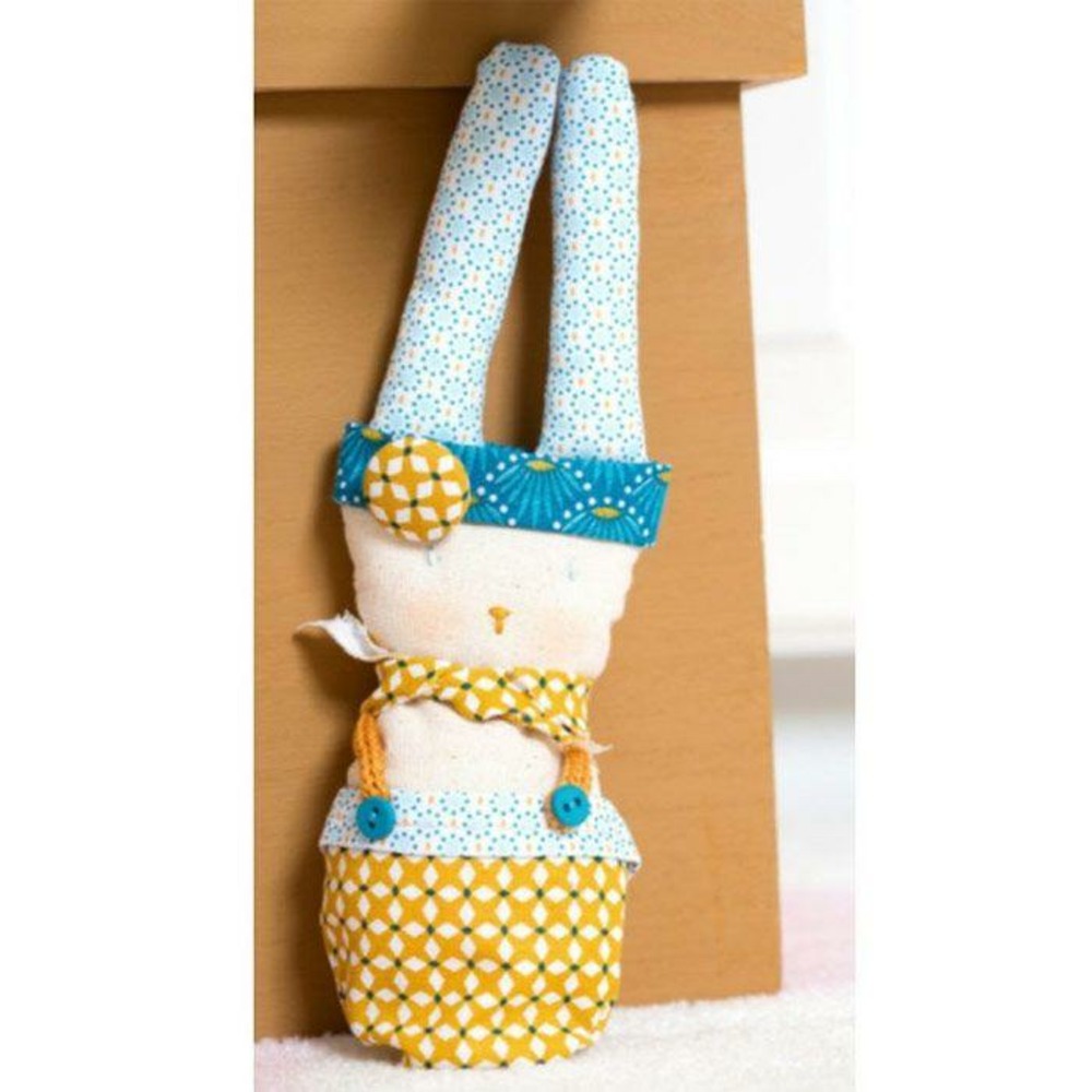 Coupon de tissu 55 x 45 cm - ronds bleu clair à pointillés bleus