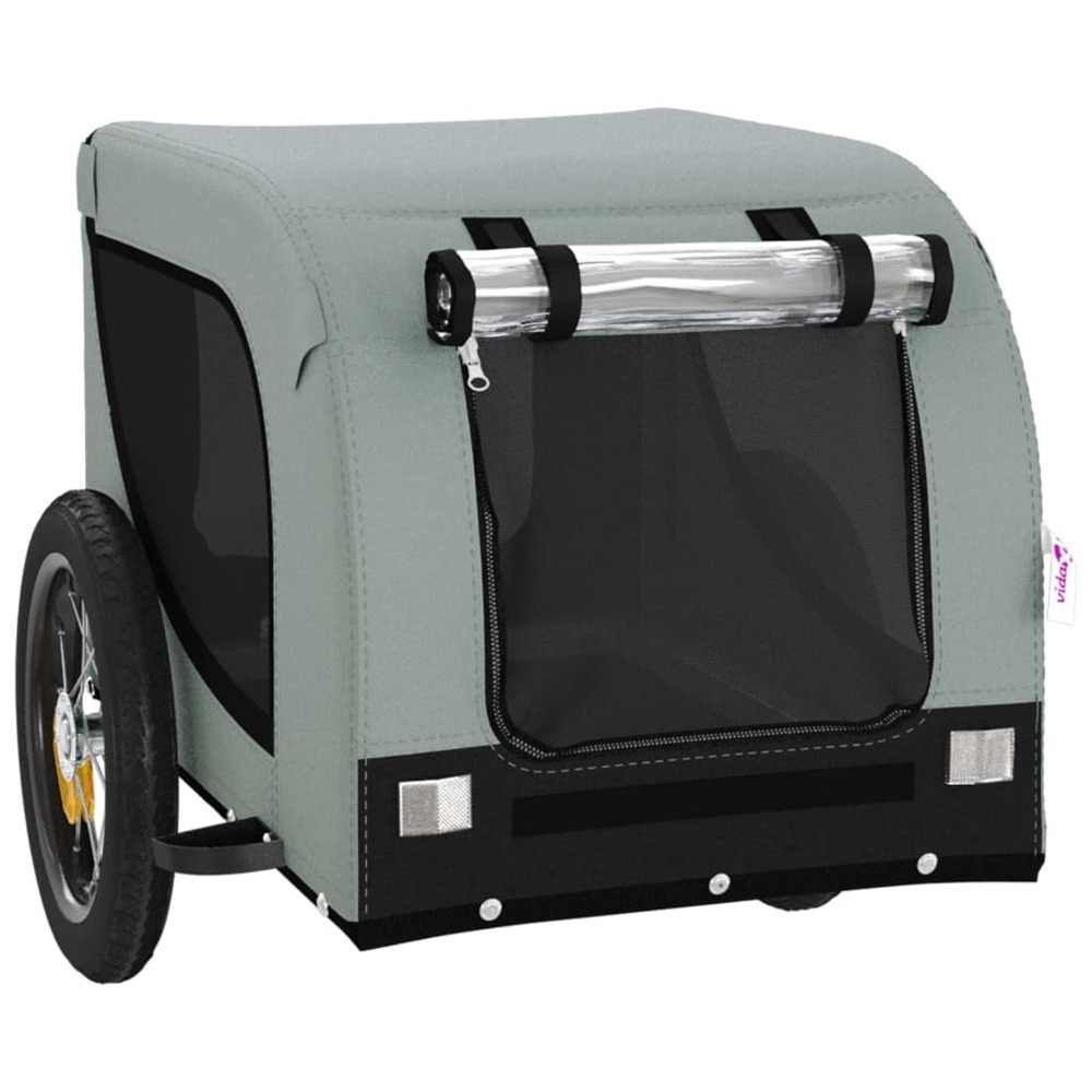 Remorque de vélo pour animaux de compagnie gris et noir