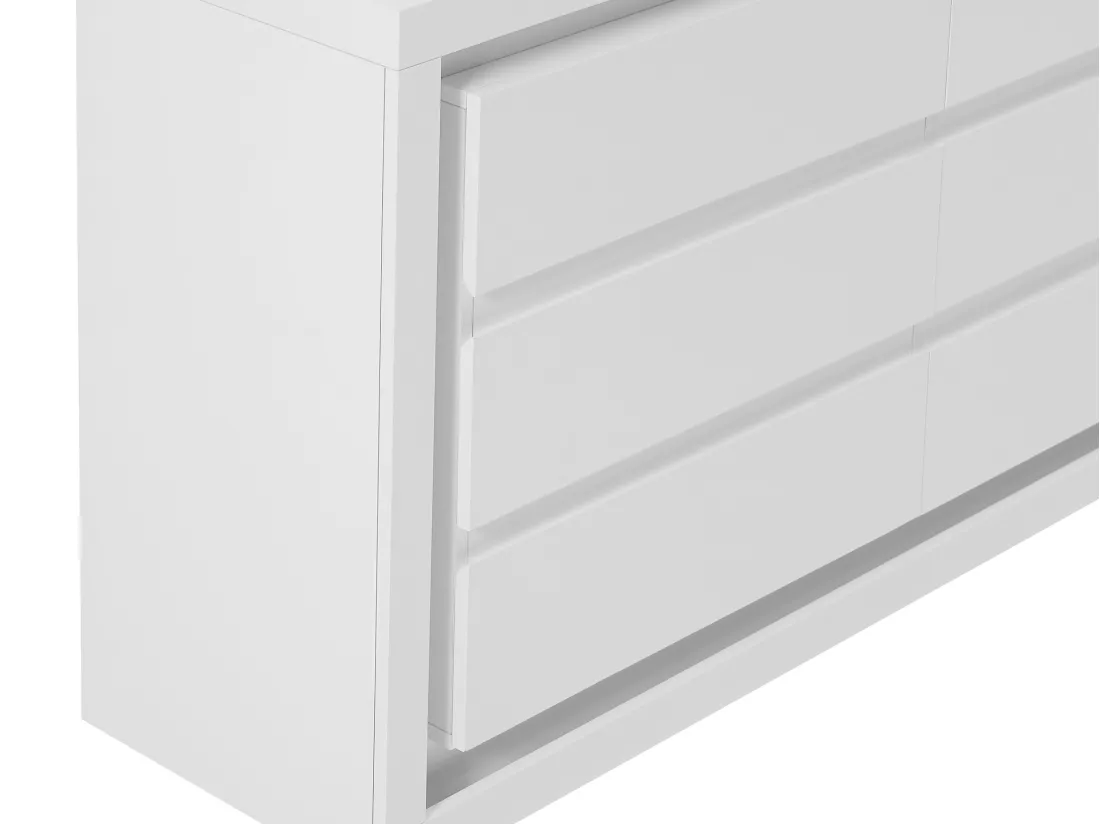 Commode 6 tiroirs - Avec LEDs - MDF - Blanc laqué - FLARANCIA