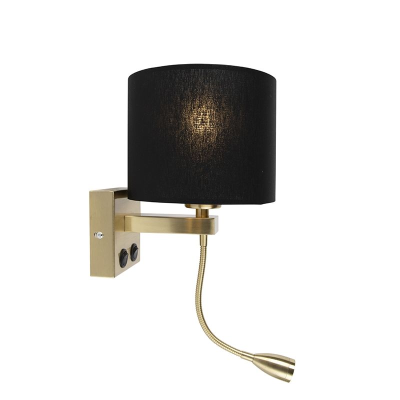Art deco wandlamp goud met zwarte kap - Brescia