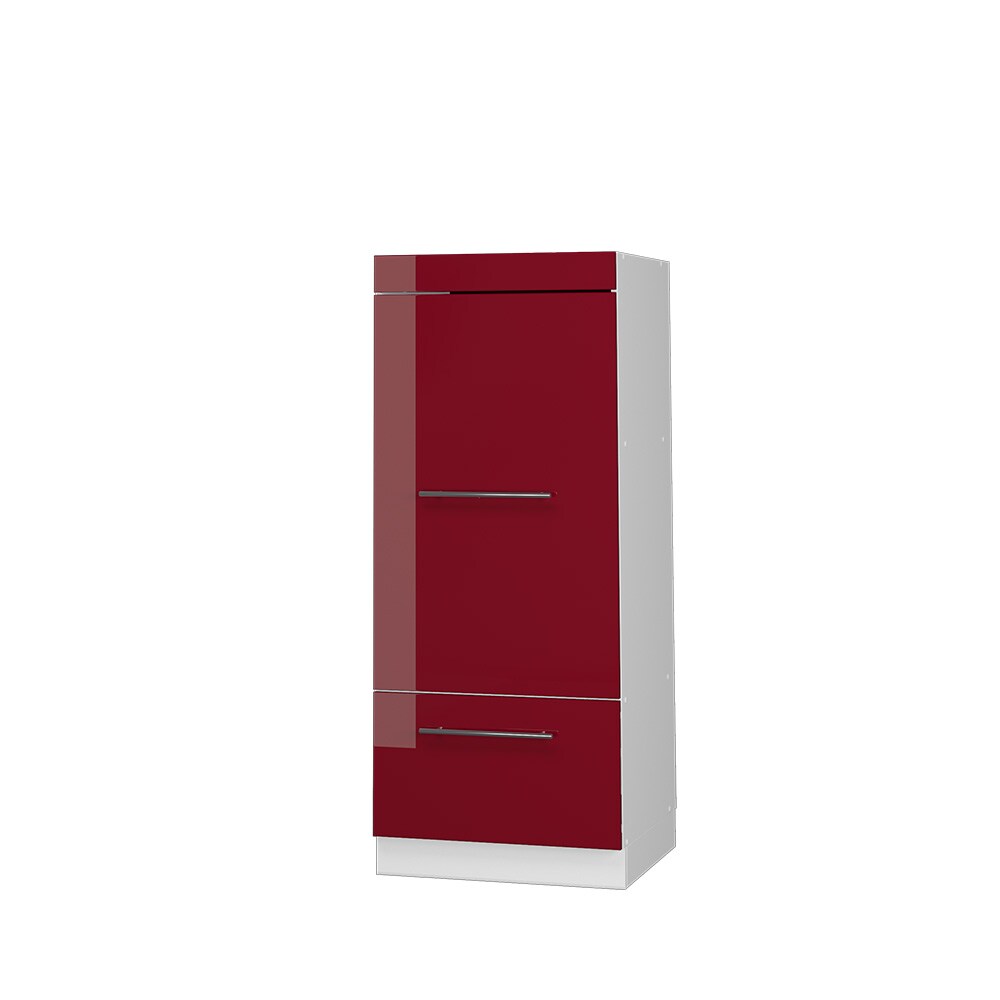 Vicco Mikrowellenumbauschrank Küchenschrank Küchenmöbel Fame-Line Weiß Bordeaux Rot 60 cm modern Hochglanz Küche Einbauküche Blende Hochschrank Schublade Mikrowelle Backofen Küchenzeile