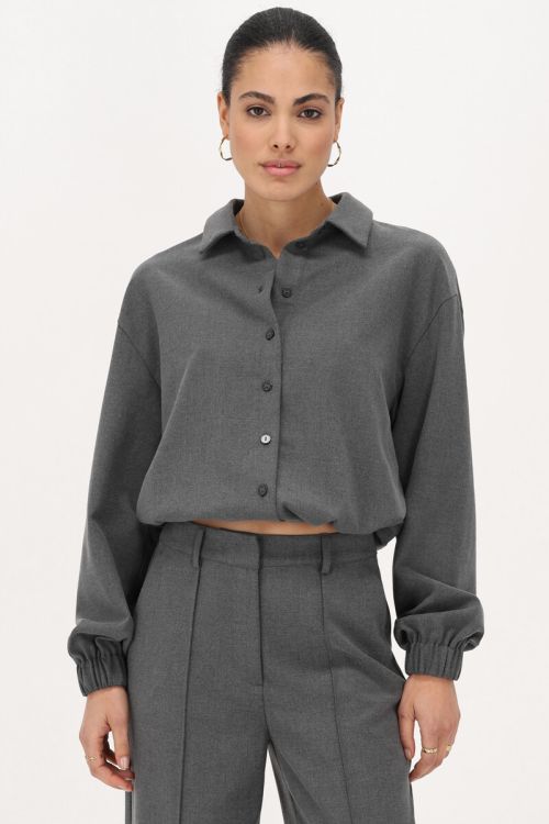 Grijze cropped jack met elastiek