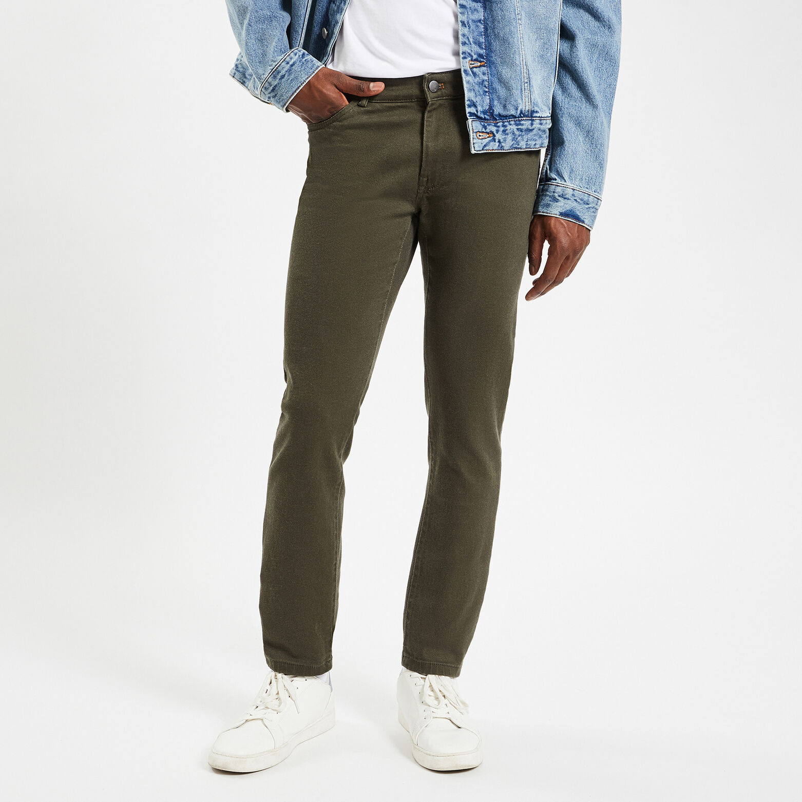 Pantalon slim cinq poches Vert kaki
