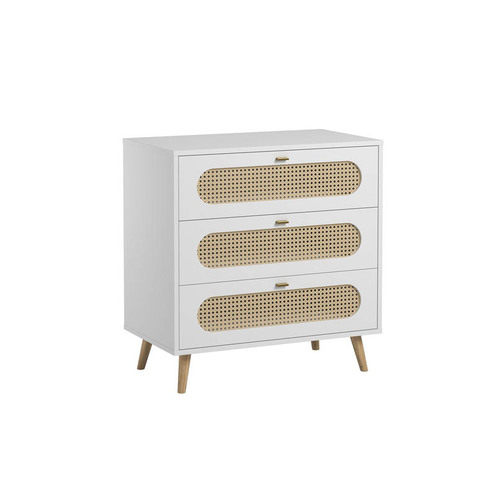 Commode 3 tiroirs CANNE Blanc - VOX
