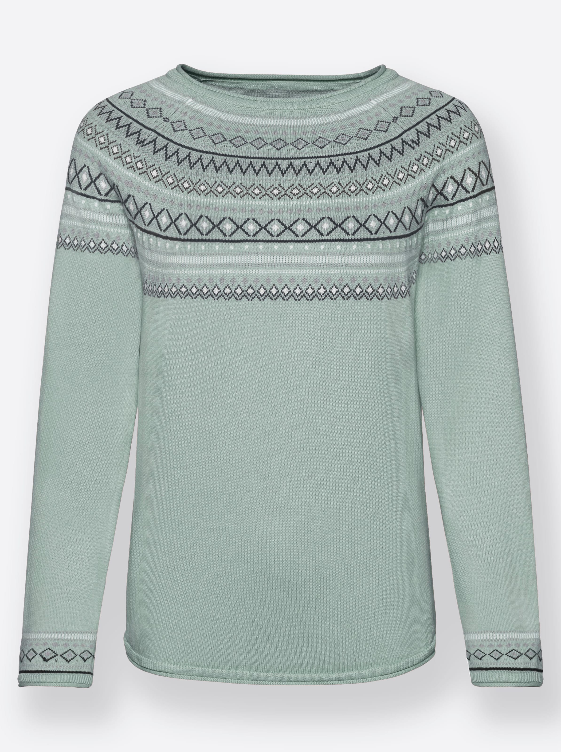 Norwegerpullover in mint-gemustert