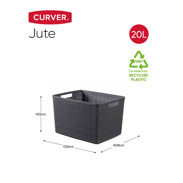 Curver Jute Mandje - L 20L - Donkergrijs