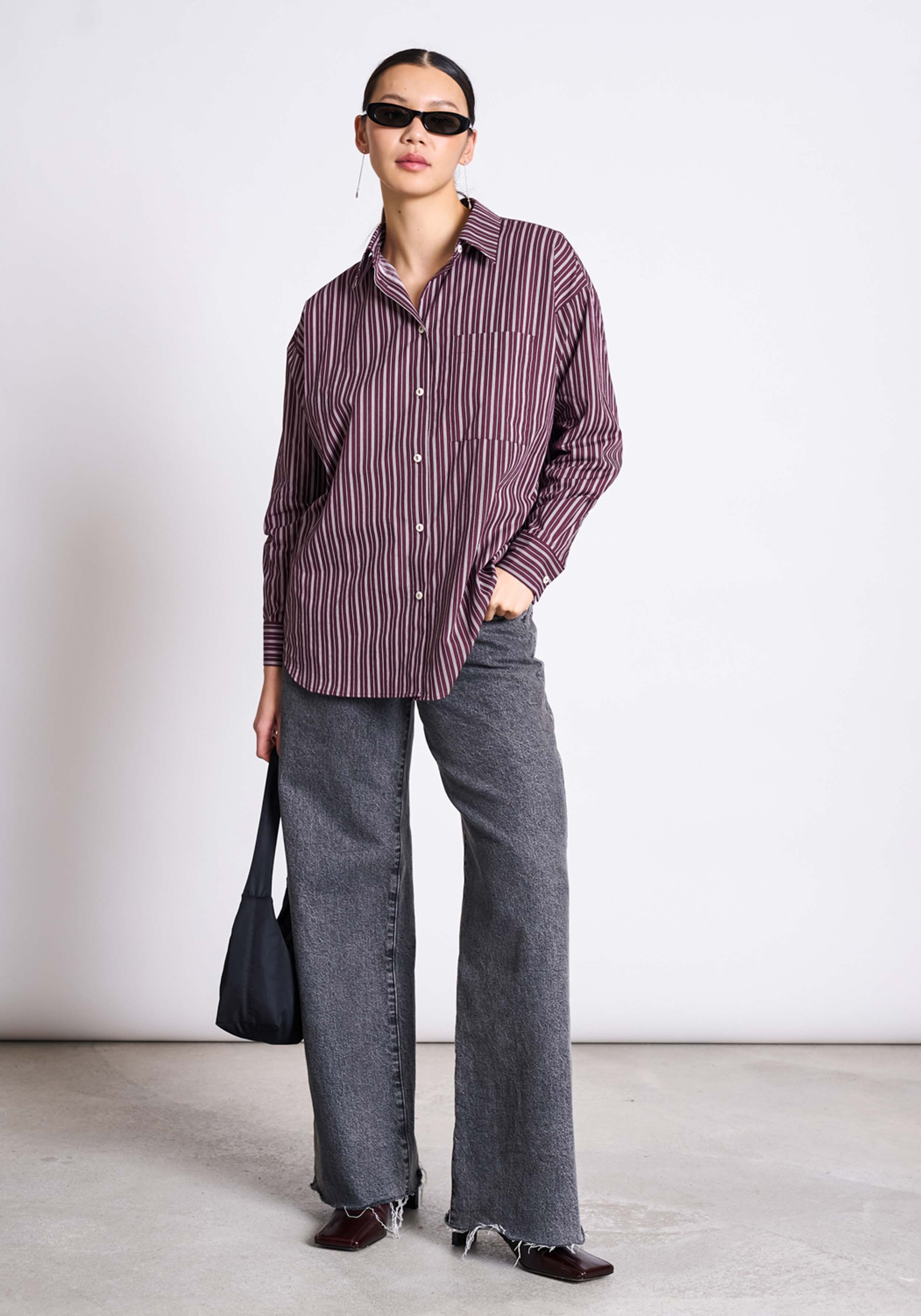 Jan 'n June Bluse Mamro Cherry Lacquer/White Striped