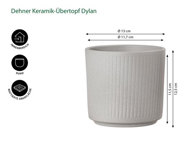 Dehner Keramik-Übertopf Dylan, rund, greige
