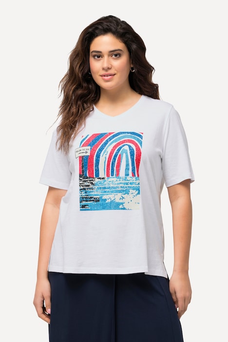 T-Shirt, Meeresmotiv, Classic, V-Ausschnitt, Halbarm