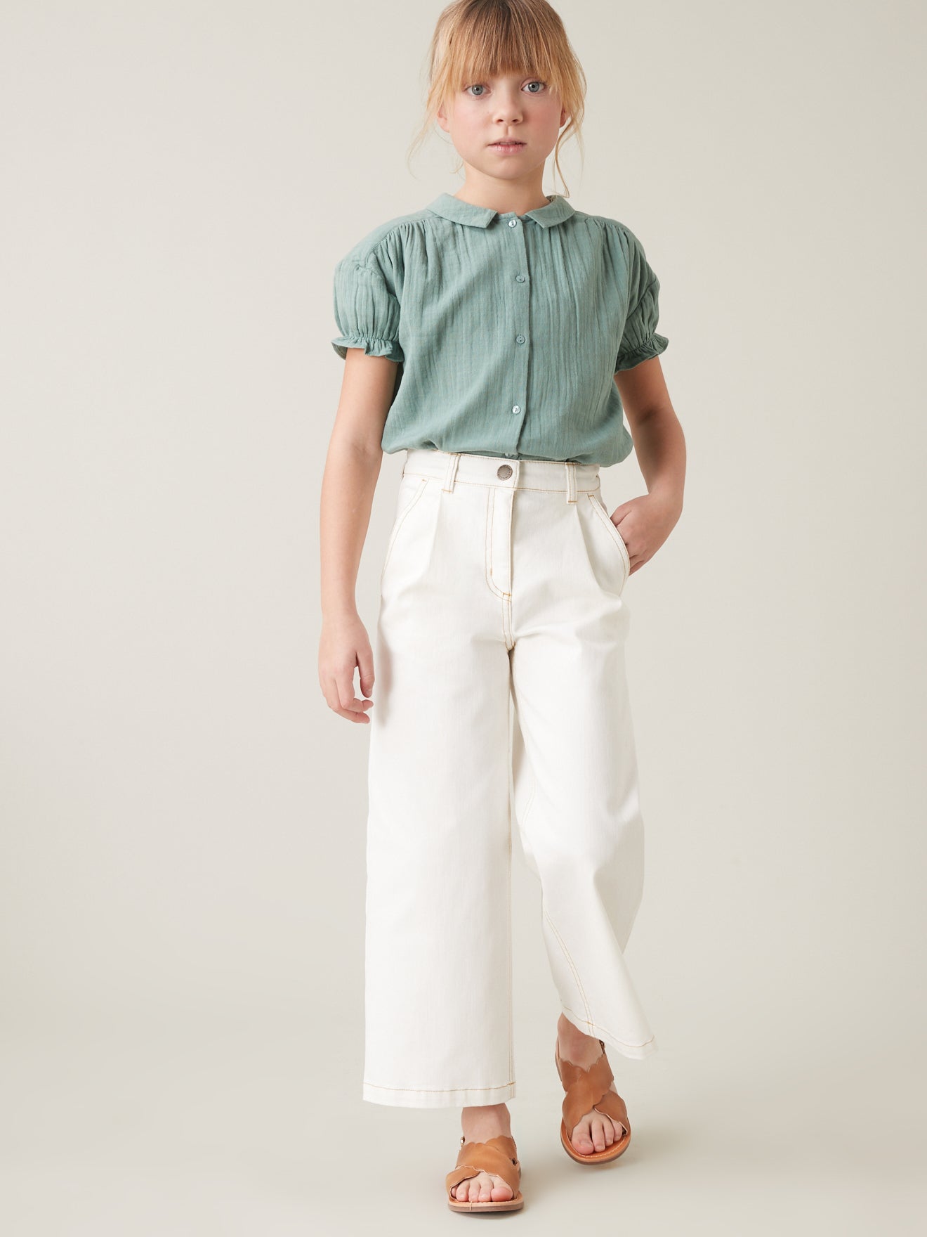 Pantalon Fille large en denim
