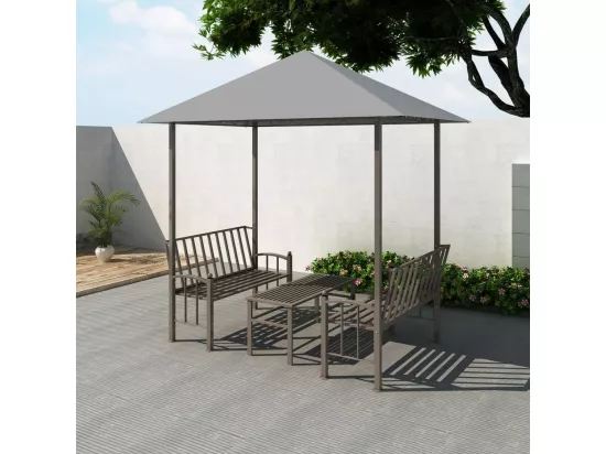 Chapiteau de jardin avec table et bancs 2,5x1,5x2,4m Anthracite