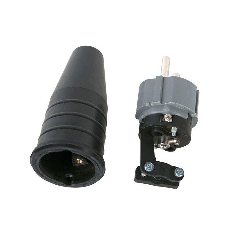 Showtec rubber schuko connector male 230V/240V grijs