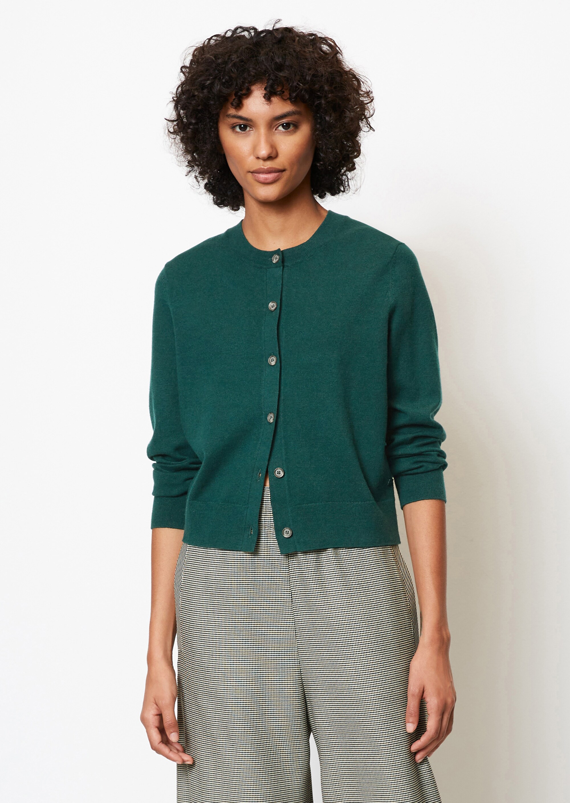 Rundhals-Cardigan regularaus Soft Cotton Stretch