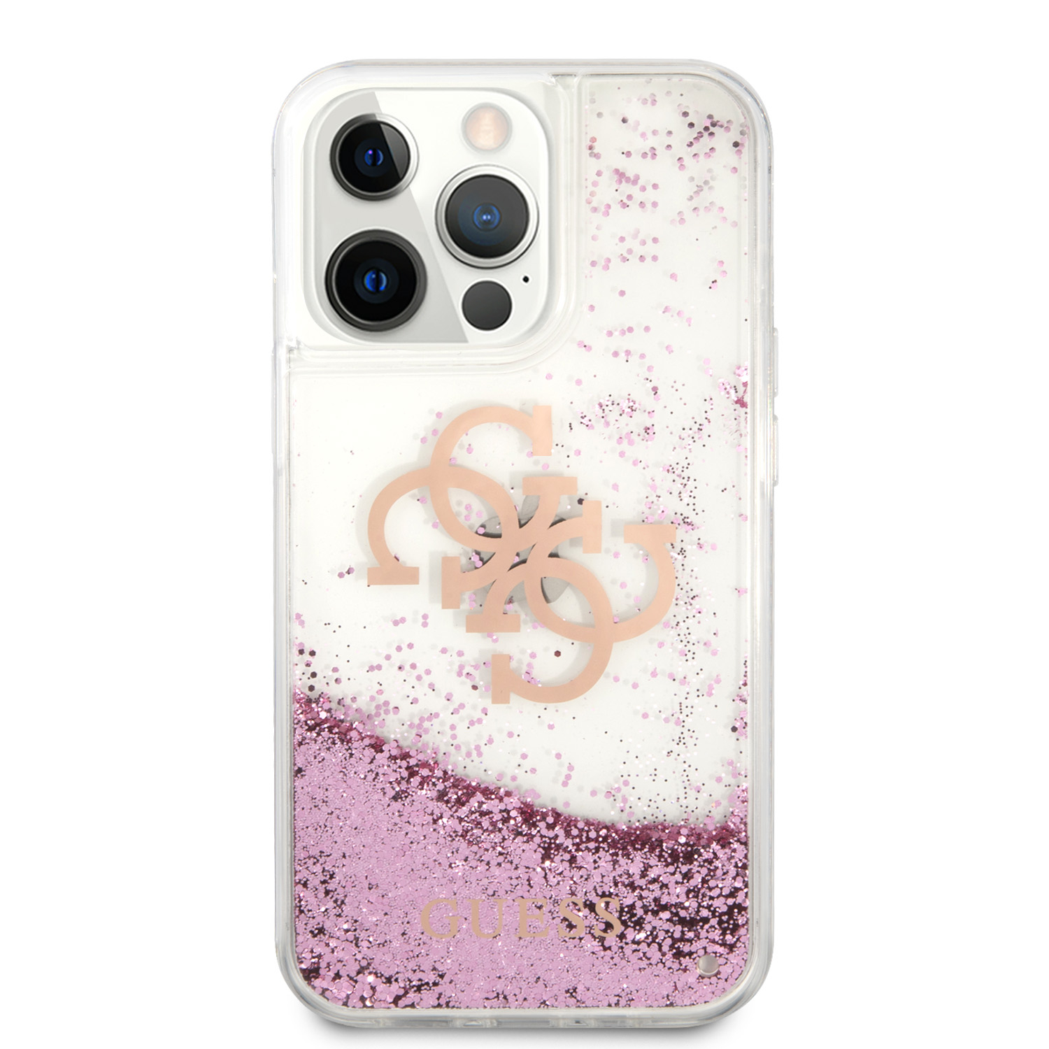iPhone 13 Pro Hardcase Hülle Liquid Glitter Big 4G (GUHCP13LLG4GPI) - Pink / Transparent