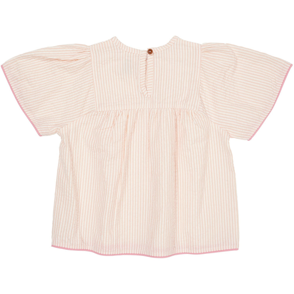 Køb COPENHAGEN COLORS Dusty Rose W Cream Stripe W. Pink Seersucker Bluse W. Contrast Edge