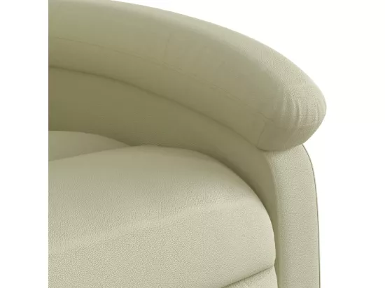 Fauteuil massant inclinable crème cuir véritable