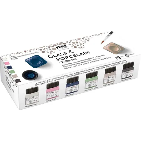 KREUL Glas- und Porzellanfarben, 6 x 20 ml sowie 1 Pinsel