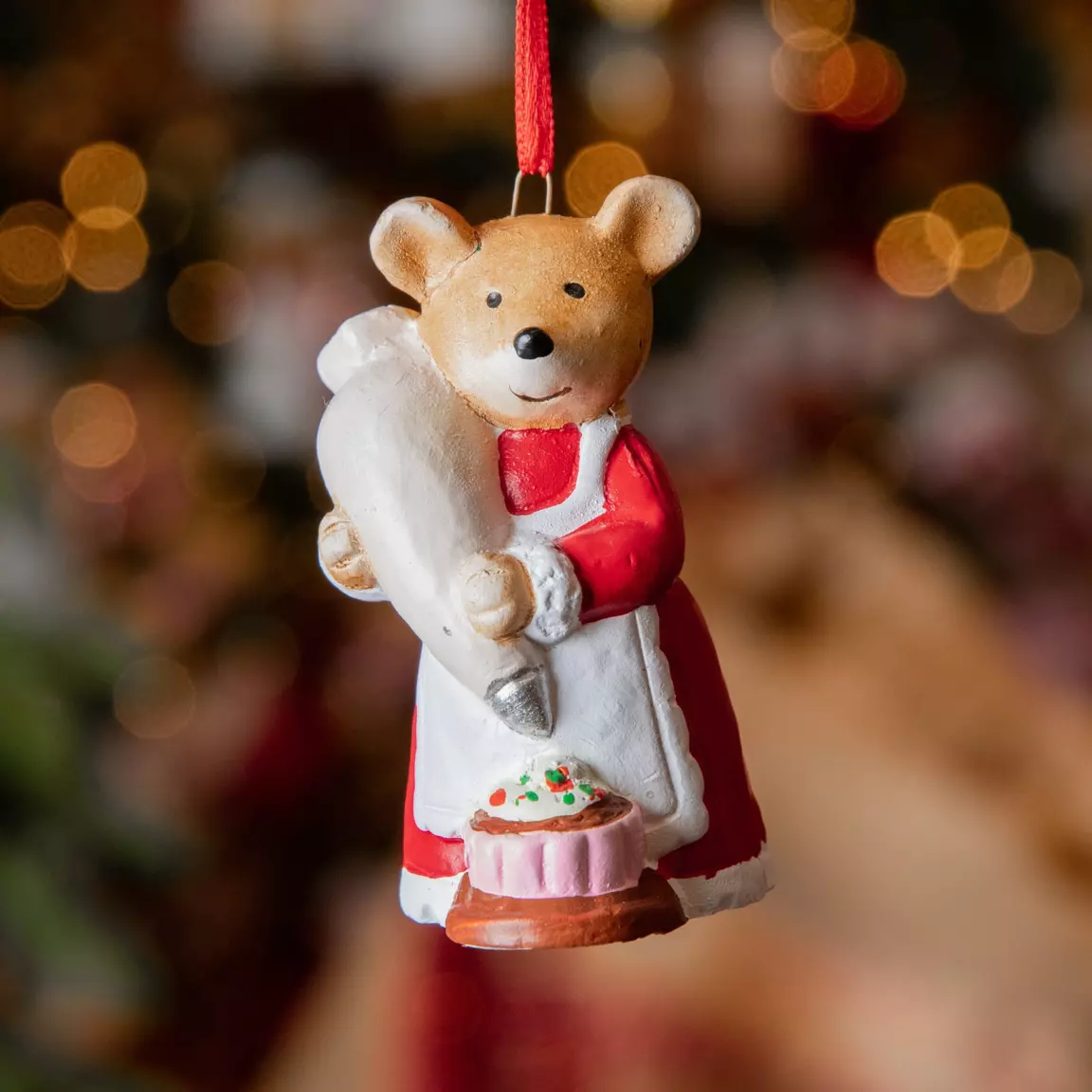 Souris de Noël à suspendre (H8 cm) Malissa Rouge et blanc