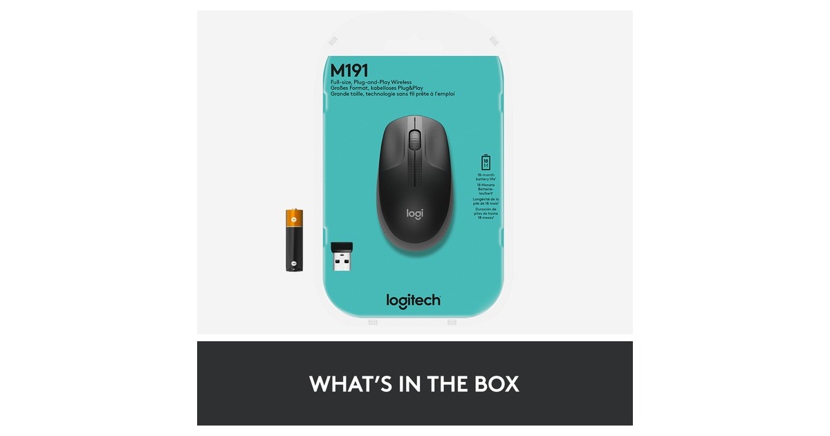 LogitechM190 Full-size wireless mouse  (Zwart, 1000 dpi)
