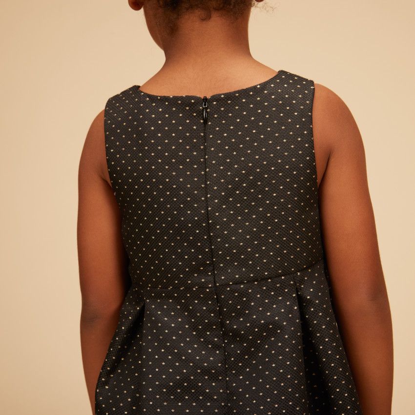 Robe sans manches à nœud en jacquard pour fille - Noir