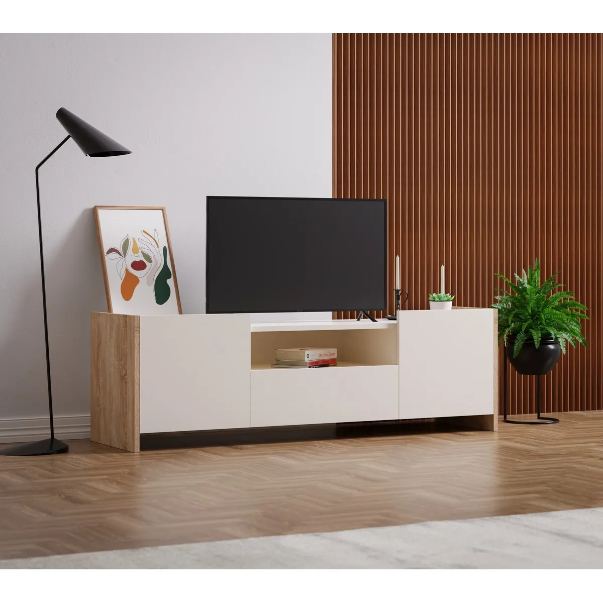 EPIKASA Meuble TV Cora 160 cm - Sonoma