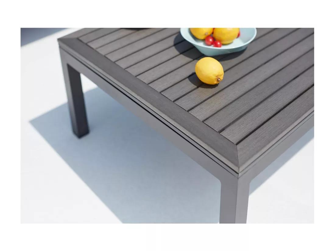 Salon de jardin aluminium et acier gris foncé LOLEA