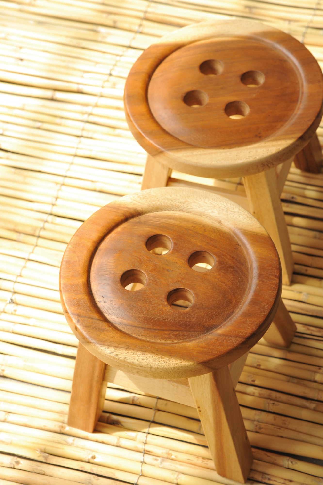 Hocker mit Motiv 'Knopf', natur, Ø 25 cm, H 25 cm von fischer's lagerhaus