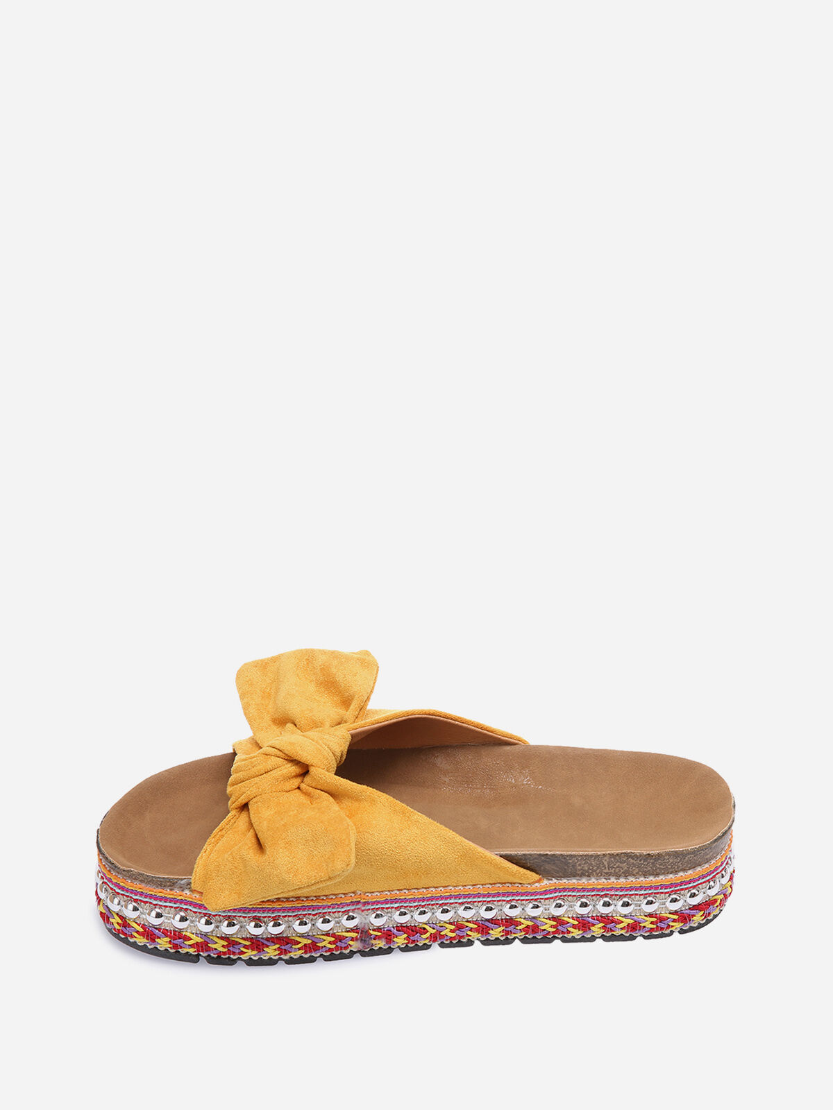Mules à noeud et semelle à motifs- Jaune
