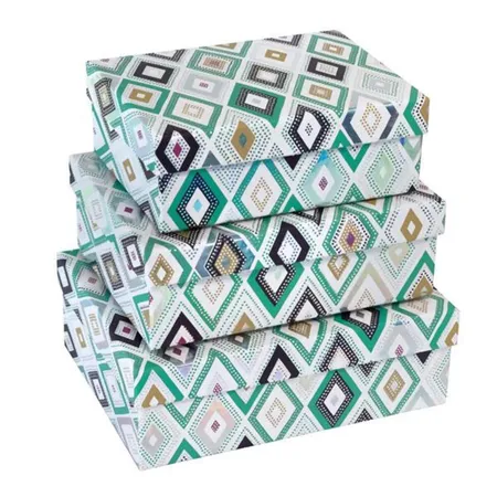 Idena Geschenkboxen Karo grün, 3er Set
