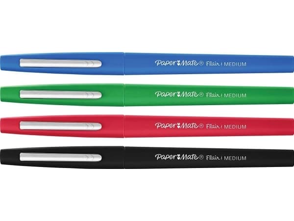 Papermate Flair, Medium, 4 farger, Sort, Blå, Grønn, Rød, Projektil spiss, 1 mm, Sort, Blå, Grønn, Rød